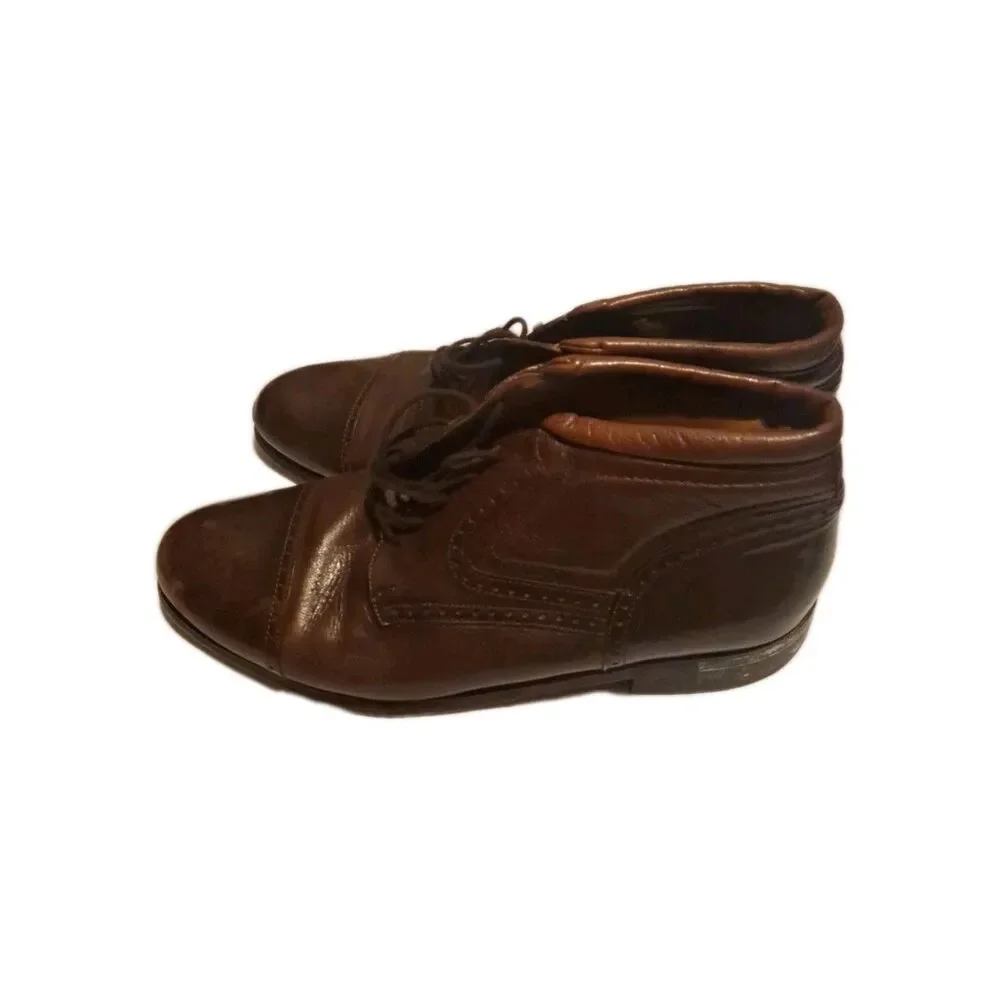 Johnston & Murphy Boots Brown Leather US 11.5 M Made In Italy Mens Cellini